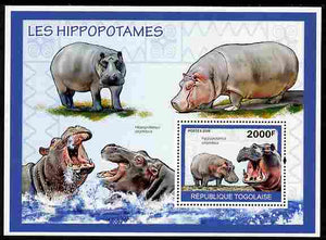 Togo 2010 Hippos perf m/sheet unmounted mint