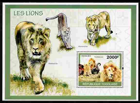 Togo 2010 Lions perf m/sheet unmounted mint