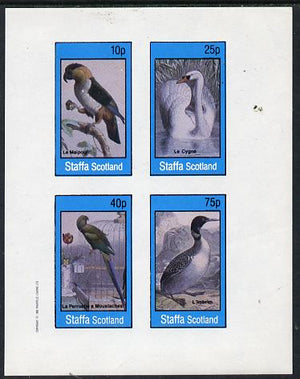 Staffa 1982 Birds #16 (Parrot, Swan, etc) imperf,set of 4 values (10p to 75p) unmounted mint