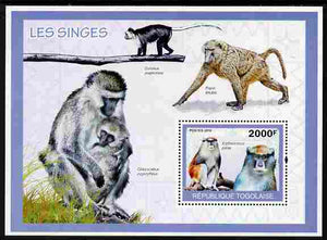 Togo 2010 Monkeys perf m/sheet unmounted mint