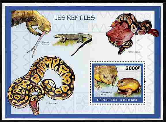 Togo 2010 Reptiles perf m/sheet unmounted mint