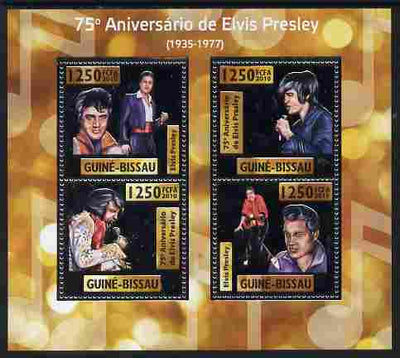 Guinea - Bissau 2010 75th Birth Anniversary of Elvis Presley perf sheetlet containing 4 values (silver background) unmounted mint