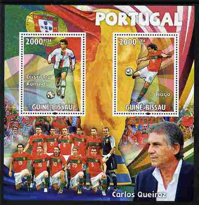 Guinea - Bissau 2010 Footbal World Cup - Portugal perf sheetlet containing 2 values unmounted mint