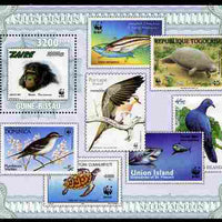 Guinea - Bissau 2010 Stamp On Stamp - Fauna perf m/sheet unmounted mint