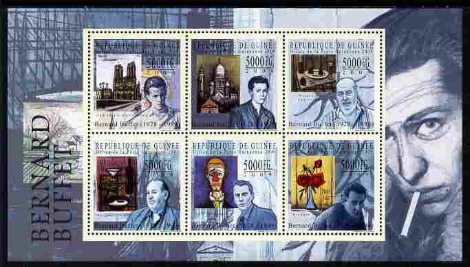 Guinea - Conakry 2009 Paintings by Bernard Buffet perf sheetlet containing 6 values unmounted mint