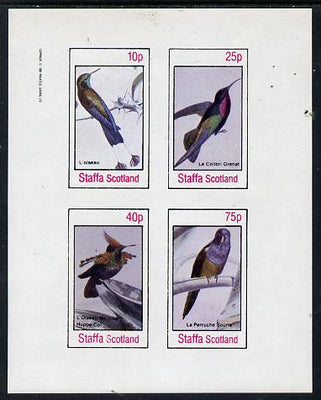 Staffa 1982 Birds #17 (Humming Birds & Parrot) imperf,set of 4 values (10p to 75p) unmounted mint