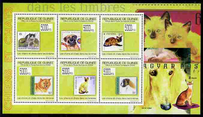 Guinea - Conakry 2009 Stamp on Stamp - Cats & Dogs perf sheetlet containing 6 values unmounted mint Michel 7051-56