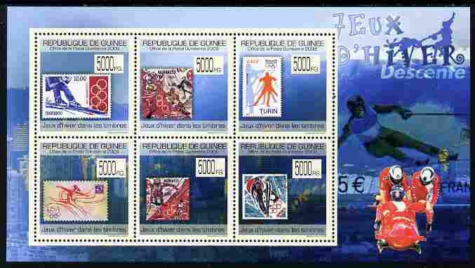 Guinea - Conakry 2009 Stamp on Stamp - Winter Olympics perf sheetlet containing 6 values unmounted mint Michel 7100-7105