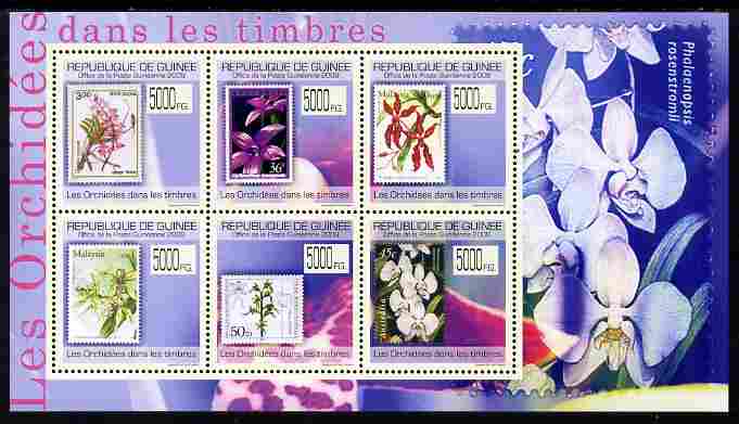 Guinea - Conakry 2009 Stamp on Stamp - Orchids perf sheetlet containing 6 values unmounted mint Michel 7030-35