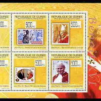 Guinea - Conakry 2009 Stamp on Stamp - Popes John Paull II & Benedict perf sheetlet containing 6 values unmounted mint
