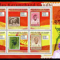 Guinea - Conakry 2009 Stamp on Stamp - Gandhi perf sheetlet containing 6 values unmounted mint