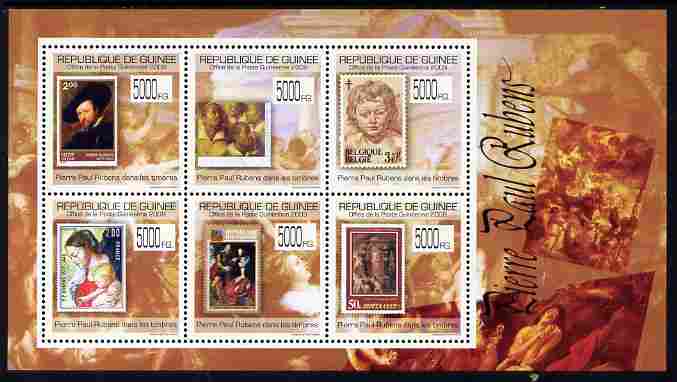 Guinea - Conakry 2009 Stamp on Stamp - Peter Paul Rubens perf sheetlet containing 6 values unmounted mint