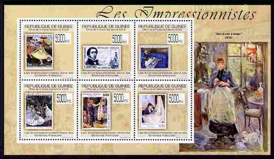 Guinea - Conakry 2009 Stamp on Stamp - The Impressionists perf sheetlet containing 6 values unmounted mint