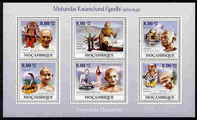 Mozambique 2009 Mahatma Gandhi perf sheetlet containing 6 values unmounted mint Michel 3294-99