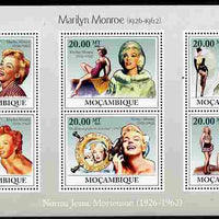 Mozambique 2009 Marilyn Monroe perf sheetlet containing 6 values unmounted mint Michel 3336-41
