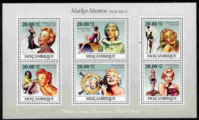 Mozambique 2009 Marilyn Monroe perf sheetlet containing 6 values unmounted mint Michel 3336-41