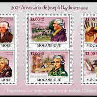 Mozambique 2009 200th Death Anniversary of Joseph Haydn perf sheetlet containing 6 values unmounted mint Michel 3392-97