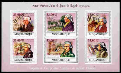 Mozambique 2009 200th Death Anniversary of Joseph Haydn perf sheetlet containing 6 values unmounted mint Michel 3392-97