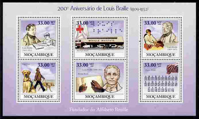 Mozambique 2009 200th Birth Anniversary of Louis Braille perf sheetlet containing 6 values unmounted mint Michel 3427-32