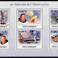 Mozambique 2009 40th Anniversary of First Man on the Moon perf sheetlet containing 6 values unmounted mint Michel 3455-60