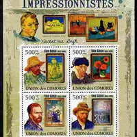 Comoro Islands 2009 Impressionists - Van Gogh perf sheetlet containing 4 values unmounted mint Michel 2592-95