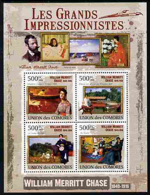 Comoro Islands 2009 Impressionists - William Merrit Chase perf sheetlet containing 4 values unmounted mint Michel 2564-67