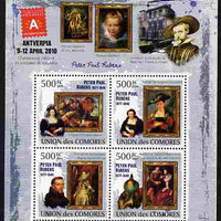 Comoro Islands 2009 Impressionists - Peter Paul Rubens perf sheetlet containing 4 values unmounted mint