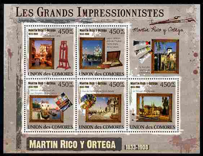 Comoro Islands 2009 Impressionists - Martin Rico Y Ortega perf sheetlet containing 5 values unmounted mint Michel 2555-59
