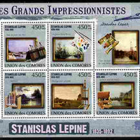 Comoro Islands 2009 Impressionists - Stanislas Lepine perf sheetlet containing 5 values unmounted mint Michel 2550-54