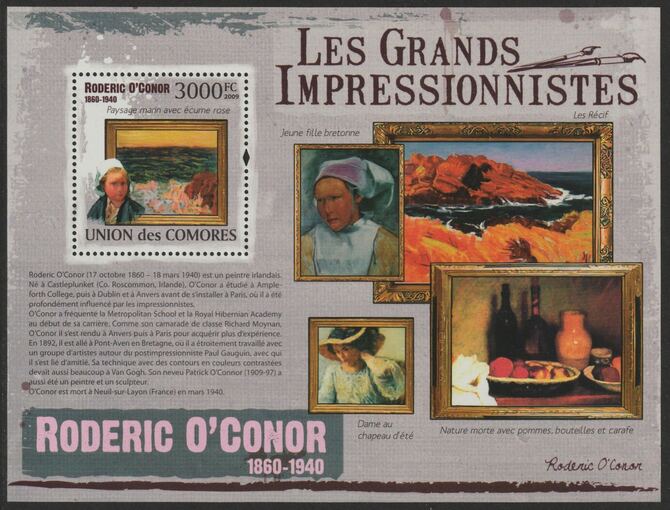 Comoro Islands 2009 Impressionists - Roderick O'Conor perf m/sheet unmounted mint Michel BL 540