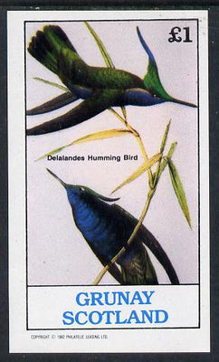 Grunay 1982 Birds #02 (Humming Bird) imperf souvenir sheet (£1 value) unmounted mint