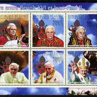 Guinea - Conakry 2009 Pope Benedict & Pope John Paul II perf sheetlet containing 6 values unmounted mint Michel 7169-74