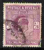 Great Britain 1902-13 KE7 2s6d purple with corner cancel cat £140