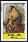 Bernera 1982 Primates (Everetts Langur) imperf deluxe sheet (£2 value) unmounted mint