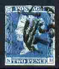 Great Britain 1841 QV 2d blue N-D 4 margins good used SG14 cat £75