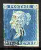 Great Britain 1841 QV 2d blue A-F 3 margins good used SG14 cat £75