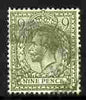 Great Britain 1912-24 KG5 9d olive-green Royal Cypher light cancel SG393 cat £30