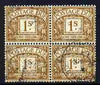 Great Britain 1951-52 Postage Due 1s ochre block of 4 lightly cancelled SG D39 cat £21