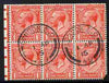 Great Britain 1912-24 KG5 1d booklet pane of 6 with 1915 cds cancel, lower right corner damaged