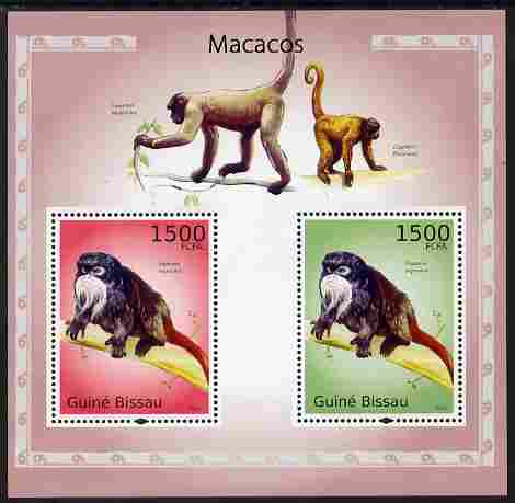 Guinea - Bissau 2010 Macaques perf s/sheet containing 2 values unmounted mint