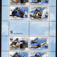 Guinea - Bissau 2011 WWF - Bateleur Eagle perf sheetlet containing two sets of 4 in se-tenant blocks unmounted mint