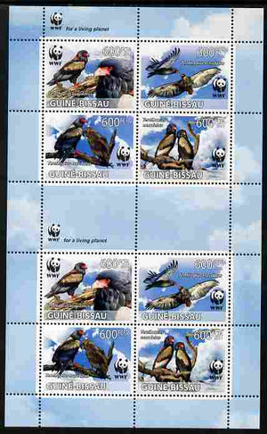 Guinea - Bissau 2011 WWF - Bateleur Eagle perf sheetlet containing two sets of 4 in se-tenant blocks unmounted mint