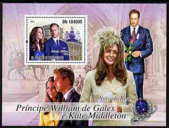 St Thomas & Prince Islands 2011 Royal Engagement - William & Kate perf m/sheet unmounted mint