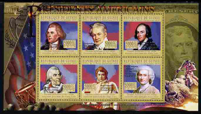 Guinea - Conakry 2010-11 Presidents of the USA #03 - Thomas Jefferson perf sheetlet containing 6 values unmounted mint