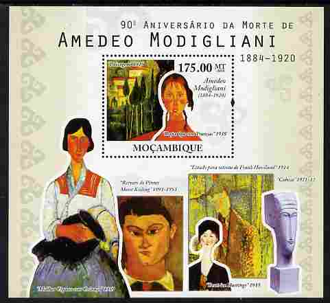 Mozambique 2010 90th Death Anniversary of Amedeo Modigliani perf s/sheet unmounted mint