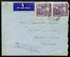 Malta 1947 Airmail cover with contents roughly opened bearing 2 x 2.5d stamps (one damaged) with Insufficiently prepaid for transmission by Air Mail in violet