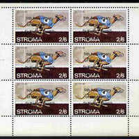 Stroma 1970 Dogs 2s6d (greyhound) opt'd '5th Anniversary of Death of Sir Winston Churchill' complete perf sheetlet of 6 values unmounted mint