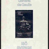 Iso - Sweden 1979 Charles de Gaulle 1000 value imperf embossed in silver on thin card
