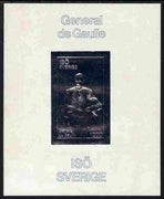 Iso - Sweden 1979 Charles de Gaulle 1000 value imperf embossed in silver on thin card