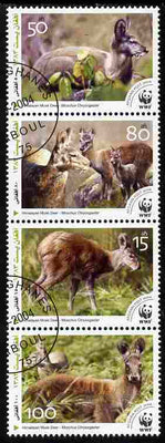 Afghanistan 2004 WWF - Himalayan Musk Deer perf set of 4 in se-tenant strip fine cto used